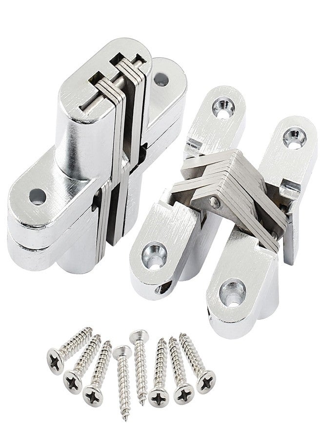 Rierdge 68.5 mm Hidden Hinge, Stainless Steel 180 Degree Invisible Cross Hinges for Kitchen Cabinet Door, Frameless Concealed Hinge with Screws, 4pcs - Image 4